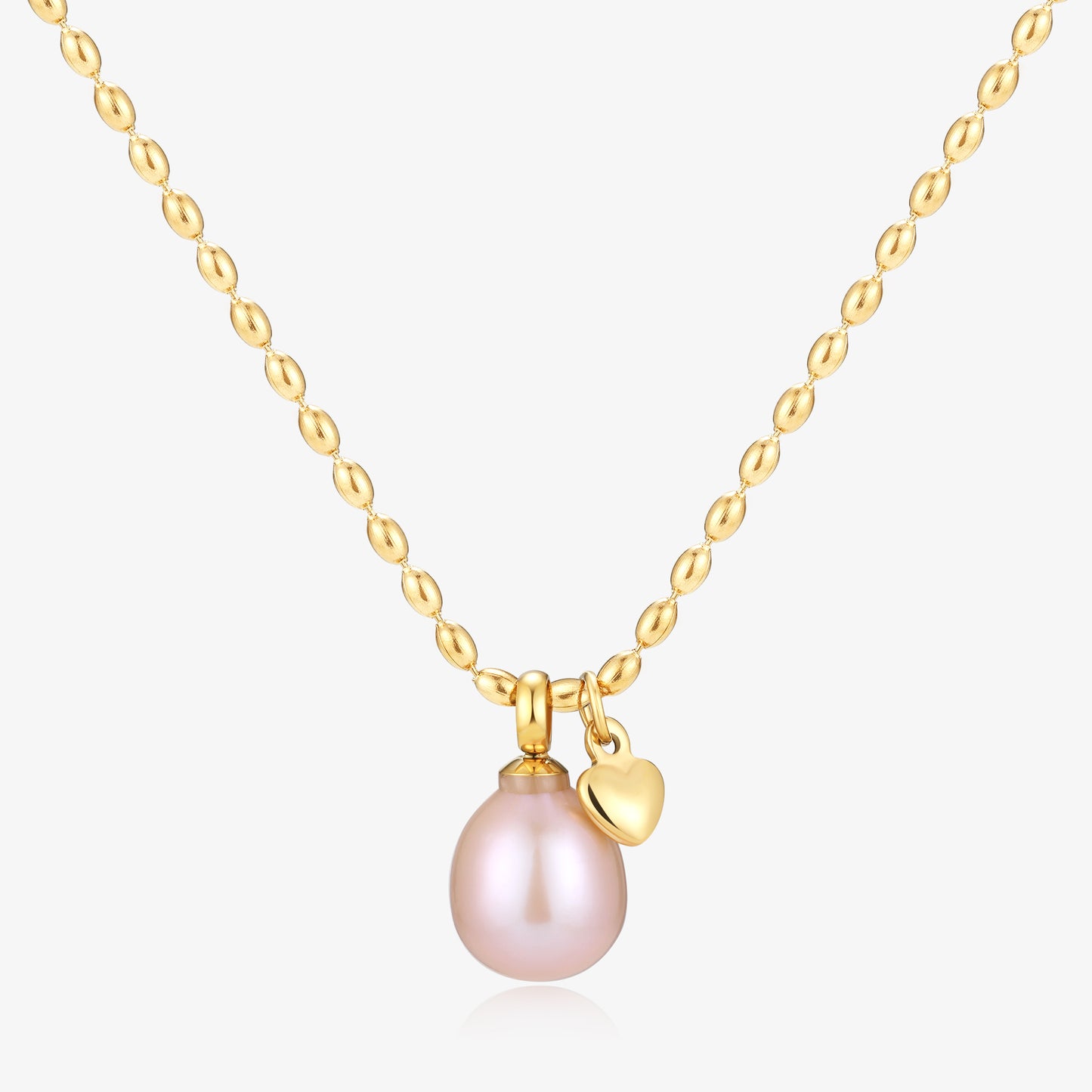 Dangle Heart And Rice Shape Fresh Water Pearl Necklace