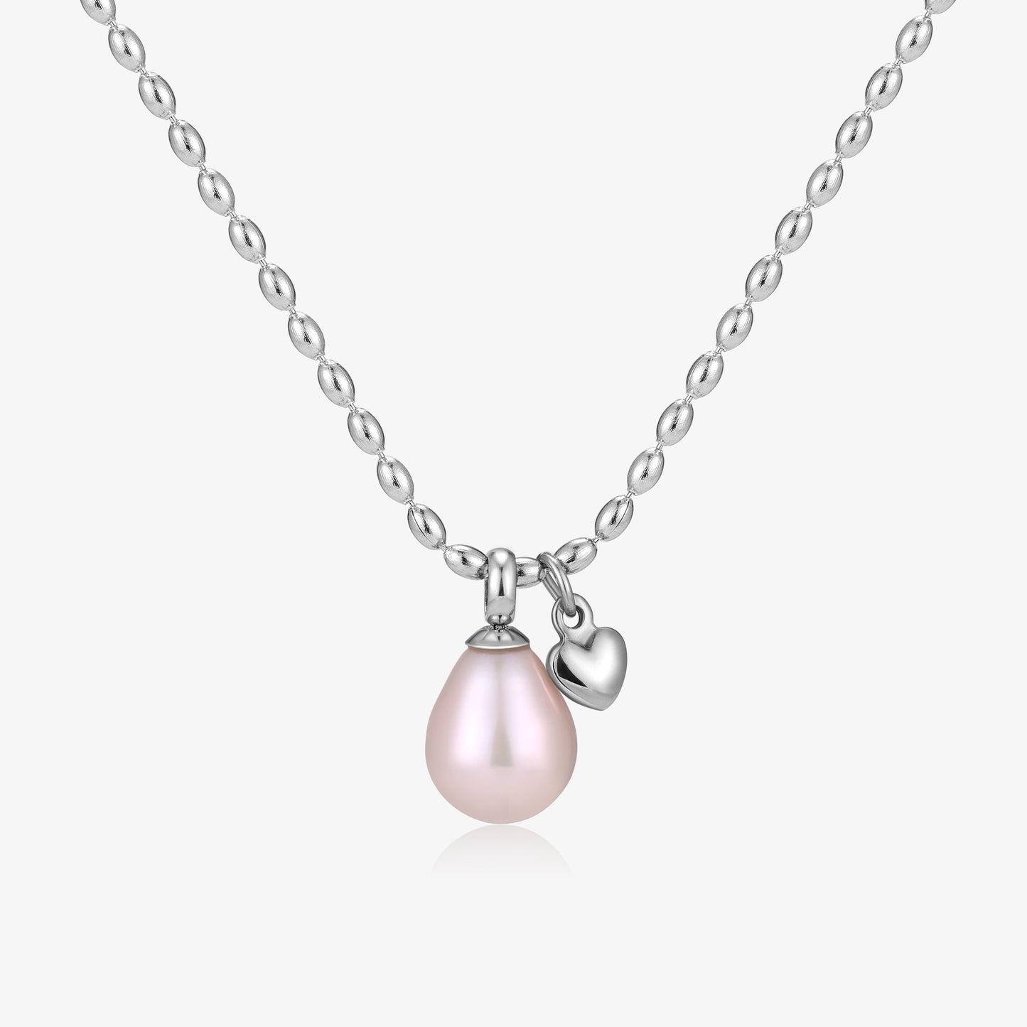 Dangle Heart And Rice Shape Fresh Water Pearl Necklace