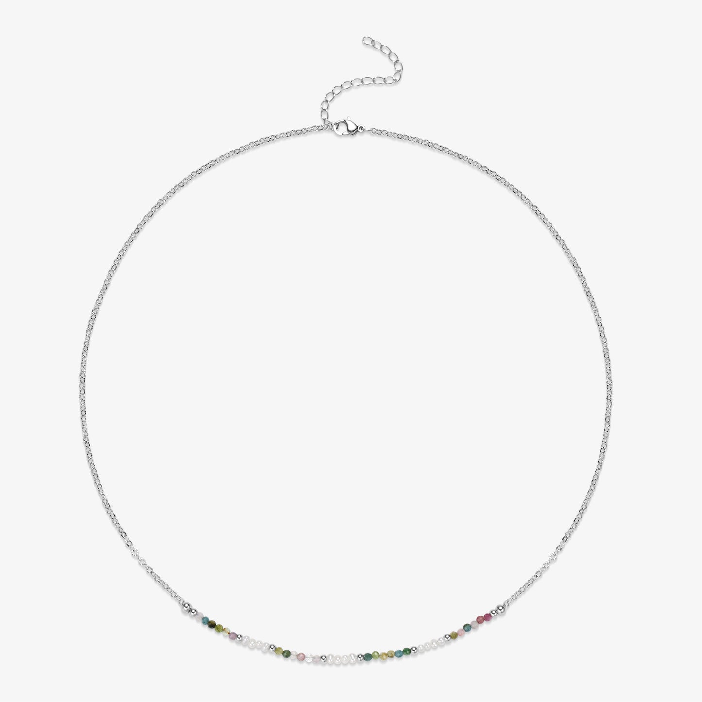 Ellie Rainbow Tourmaline and Fresh Water Pearl Necklace