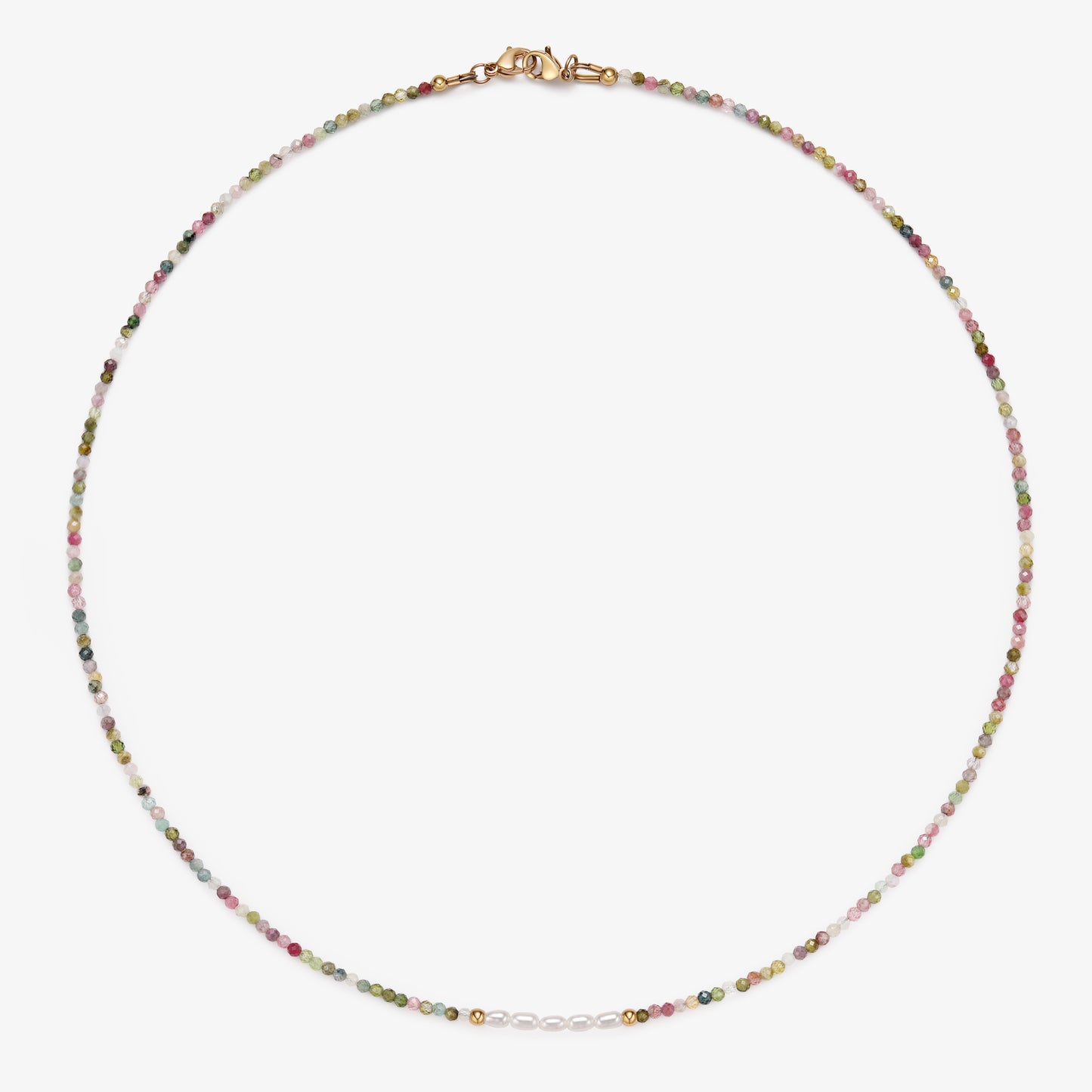 Muti-color Tourmaline & Fresh Water Pearl Necklace