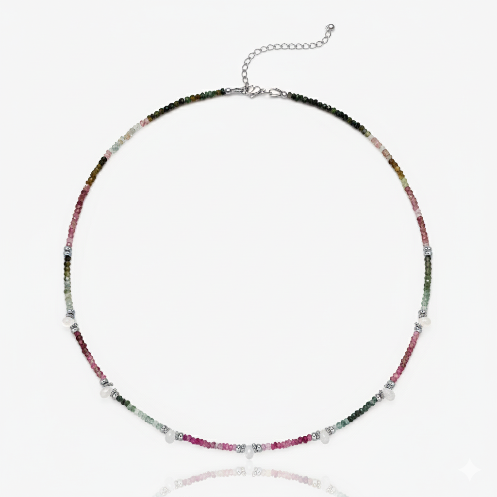 Luna Rainbow Tourmaline and Moonstone Necklace