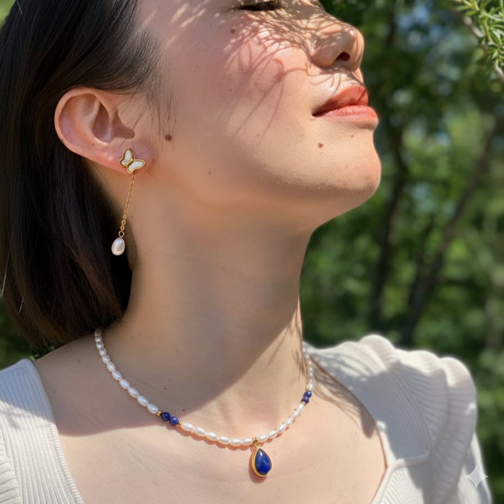 Fresh Water Pearl Necklace With Charm Pendants