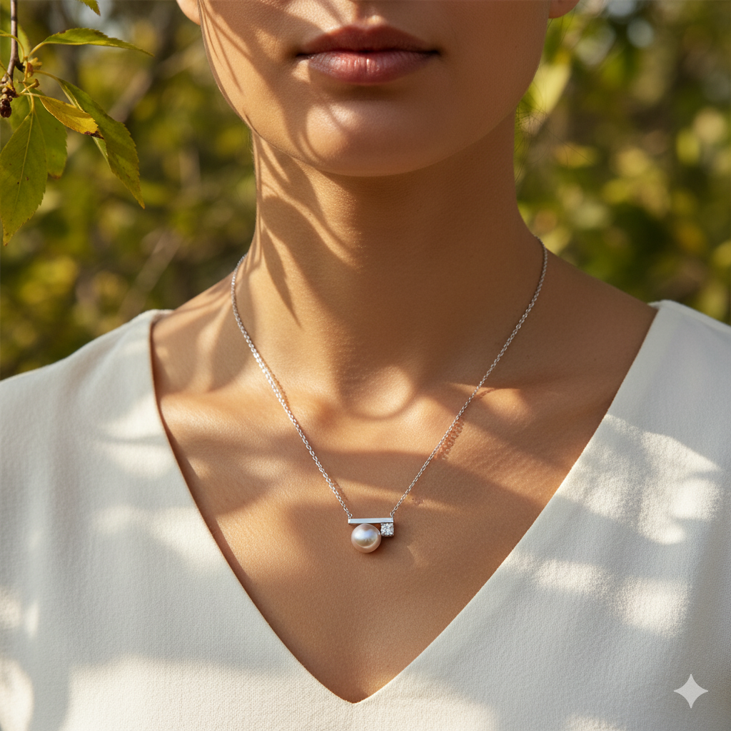 Simple Balance Design Freshwater Pearl Necklace