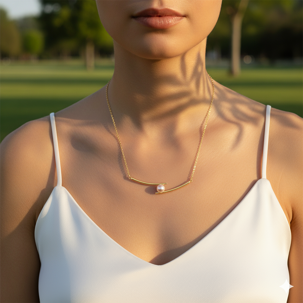 Double Stick Design Freshwater Pearl Necklace
