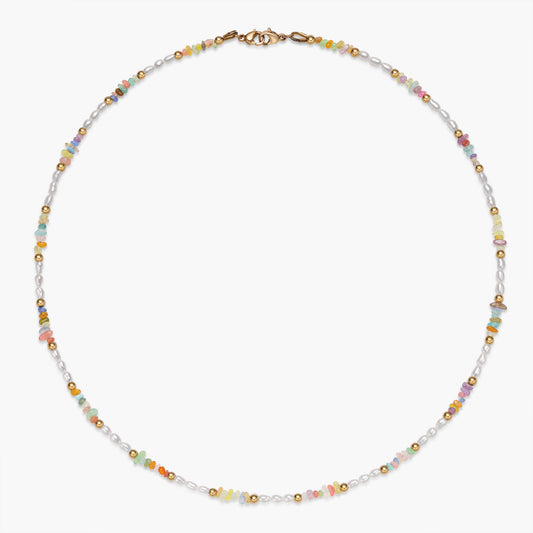 Muti-color Opal & Fresh Water Pearl Necklace