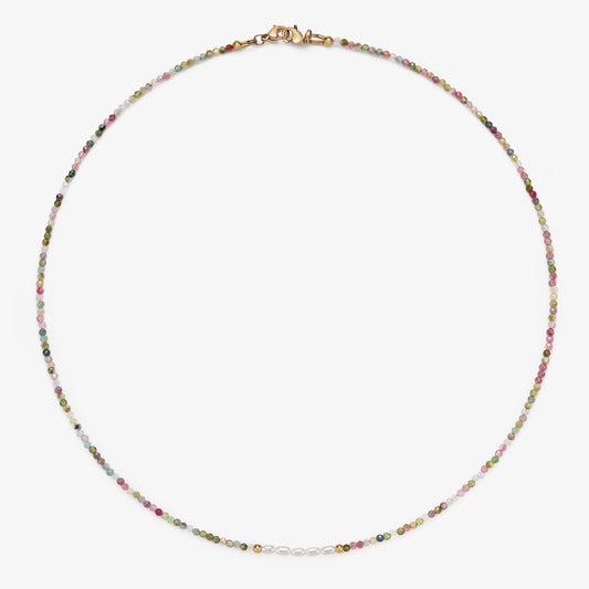 Muti-color Tourmaline & Fresh Water Pearl Necklace